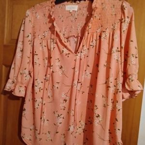 Coral floral top